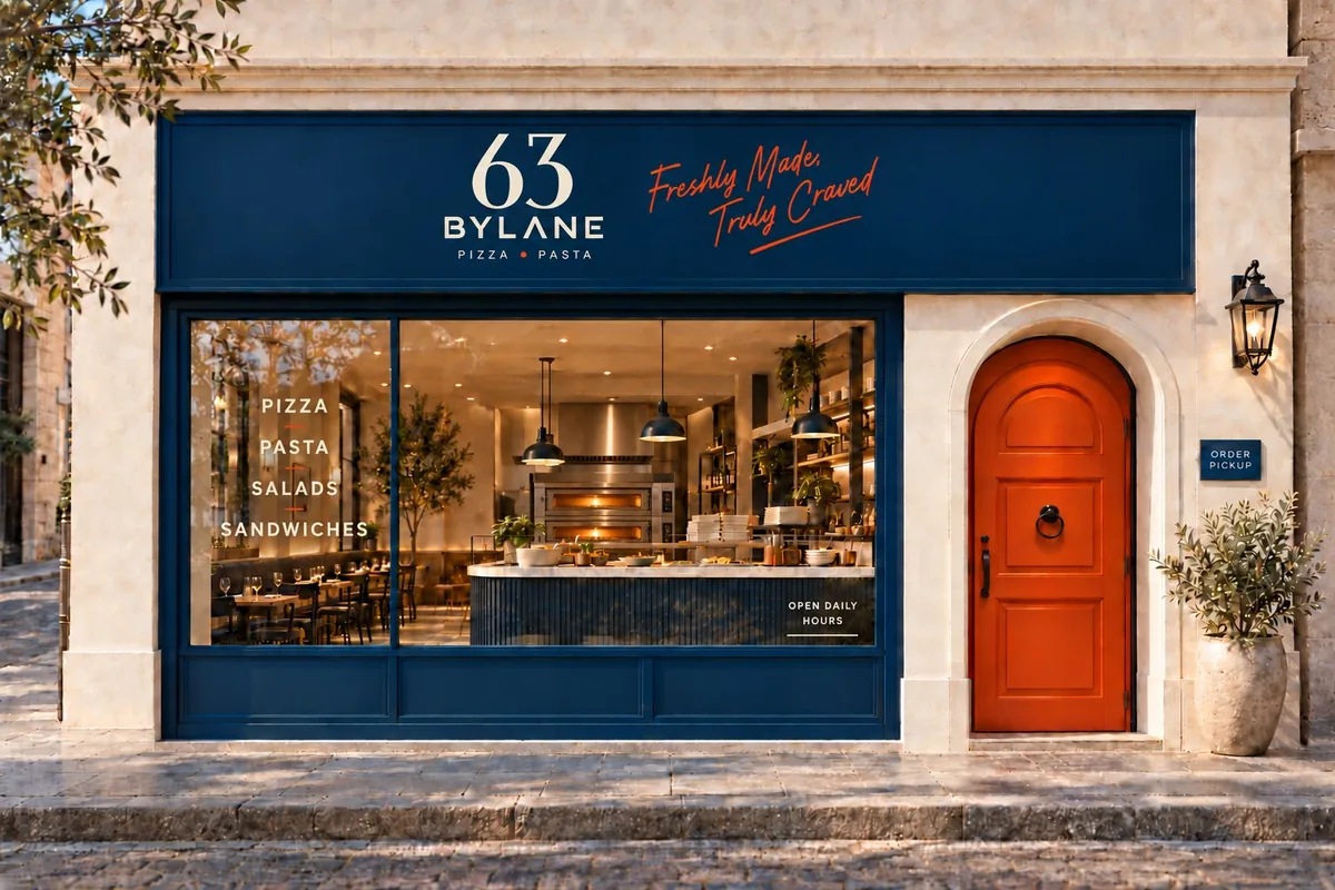 Concept for the upcoming 63 BYLANE storefront with its orange door